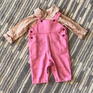 Petit Faun baby girl flannel jumper w floral shirt